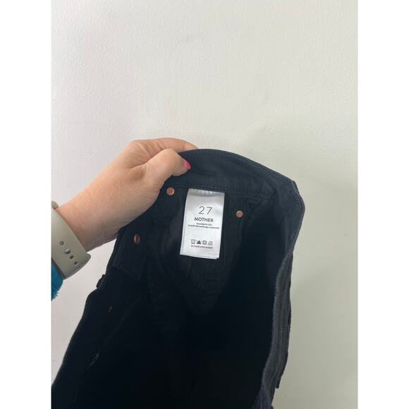 NWT Mother The Insider Crop Step Fray Hem Black Denim Jeans in Not Guilty Sz: 27 - Picture 8 of 9